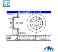 2x BRAKE DISC 24.0116-0125.1 FOR PEUGEOT MANAGER/Platform/Chassis/Van/Bus 2.8L