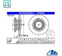 2x BRAKE DISC 24.0116-0216.1 FOR FORD TRANSIT/TOURNEO/Bus/Platform/Chassis/Van