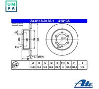 2x BRAKE DISC 24.0118-0136.1 FOR NISSAN PATROL/V/Platform/Chassis/IV/GR/Wagon