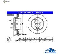 1X Brake disc ATE 24.0118-0158.1 for MAZDA CX-7 (ER) 2.2 2009-2013
