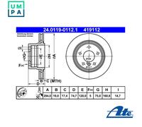 2x BRAKE DISC 24.0119-0112.1 FOR BMW Z4/Roadster/E85/E86 N52B25AF/A 2.5LA 3.0L