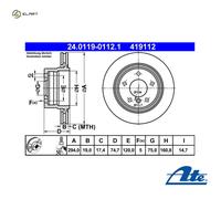 2x Brake disc Vented 24.0119-0112.1 ATE for BMW Z4 Roadster Z4 Coupe