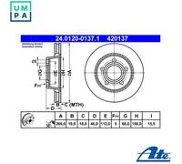 2x BRAKE DISC 24.0120-0137.1 FOR AUDI 100 200 5000 A8/S8 JW/NP/4B/PH/SH 1.8L A8