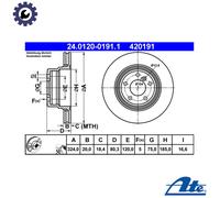 2x Brake disc Vented 24.0120-0191.1 ATE for BMW X5