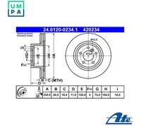 2x BRAKE DISC 24.0120-0234.1 FOR BMW X3/SAV/F25 X4/SUV/F26 N20B16A 1.6L B47D20