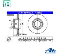 ATE Brake Disc 24.0122-0109.1 - Vented - fits Vauxhall/Opel Monza, Senator, Manta, Admiral, Royale