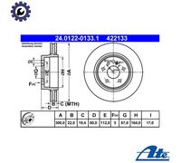 2x Brake disc Vented 24.0122-0133.1 ATE for MERCEDES-BENZ S-CLASS S-CLASS Coupe
