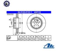2x Brake Disc ATE Fits MERCEDES C140 W140 1404230412