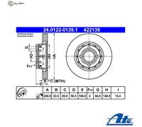 2x BRAKE DISC 24.0122-0139.1 FOR AUDI 6A/ADW/ACE/ABK/ABT/AAD 2.0L ADR 1.8L 4cyl