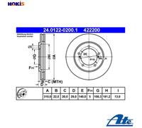 ATE 24.0122-0200.1 Brake disc