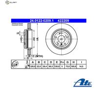ATE 24.0122-0209.1 Brake disc