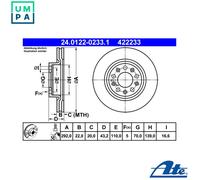 2x BRAKE DISC 24.0122-0233.1 FOR ALFA ROMEO 939 A5.000 2.2L 939 B1.000 1.7L 5cyl