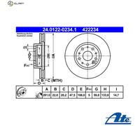 2x BRAKE DISC 24.0122-0234.1 FOR LANCIA 841N.000/M.000/P.000/G.000/C.000 2.4L