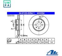 ATE Brake Disc 24.0122-0294.1 for Hyundai Accent (2015-2019), i20 (2015-2018), Kia Rio (2011-2017)