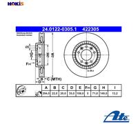 2x BRAKE DISC 24.0122-0305.1 FOR PEUGEOT EXPERT/Platform/Chassis/Van/Bus OPEL