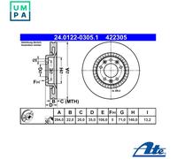2x BRAKE DISC 24.0122-0305.1 FOR PEUGEOT EXPERT/Platform/Chassis/Van/Bus OPEL