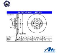 2x Brake disc Vented 24.0123-0109.1 ATE for HONDA CIVIC VII Hatchback STREAM