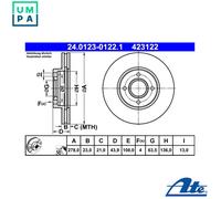 2x BRAKE DISC 24.0123-0122.1 FOR FORD TRANSIT/COURIER/B460/Box/Body/MPV B-MAX