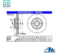 2x BRAKE DISC 24.0123-0122.1 FOR FORD TRANSIT/COURIER/B460/Box/Body/MPV B-MAX