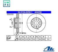 2x BRAKE DISC 24.0124-0258.1 FOR SKODA OCTAVIA/III/Combi VW GOLF/VII/ALLTRACK