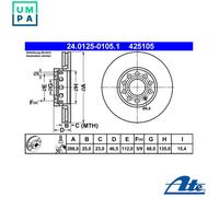 ATE Brake disc 24.0125-0105.1 288,0 25,0 5 112,0 Vented Coated High-carbon AUDI: A4 B5 Avant, A6 C5 Saloon, A4 B7 Saloon, SEAT: Exeo ST, Exeo Saloon