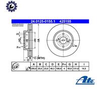 Brake disc ATE 24.0125-0155.1 for TOYOTA COROLLA (_E12_) 1.8 2005-2006