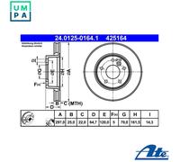 2x BRAKE DISC 24.0125-0164.1 FOR LAND ROVER RANGE/II/SUV/Mk 21/14L 4cyl 2.5L
