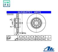 2x BRAKE DISC 24.0125-0172.1 FOR SKODA VW BWW/BSS 2.0L 4cyl SUPERB IBDG 2.5L