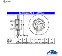 2x BRAKE DISC 24.0125-0174.1 FOR HONDA ACCORD/VII/Tourer/VIII/EURO 2.4L 4cyl