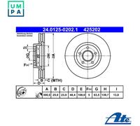 2x BRAKE DISC 24.0125-0202.1 FOR FORD TRANSIT/CONNECT/V408/Box/Body/MPV/Wagon