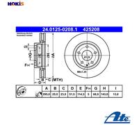 ATE Brake Disc 24.0125-0208.1 for Mazda CX-3 (DK) 1.5 2015-2018 - 1x