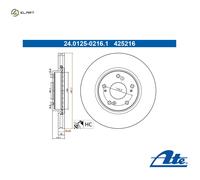 1X Brake disc ATE 24.0125-0216.1 for HONDA CIVIC IX (FK) 1.4 2012-2016