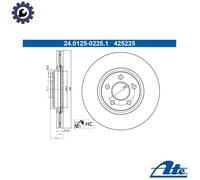 ATE 24.0125-0225.1 Brake disc