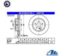 ATE Brake Disc Front Vented for Mercedes-Benz M-Class W163 A1634210012 24.0126-0116.1