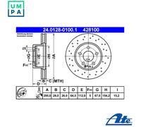 ATE Brake Disc 24.0128-0100.1 - Perforated Vented Front for Mercedes-Benz C-Class (W204/S204)