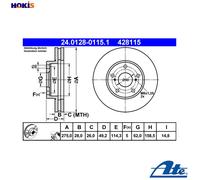 Brake disc ATE 24.0128-0115.1 for TOYOTA CAMRY (_V2_) 2.2 1997-2002