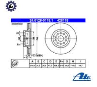 2x BRAKE DISC 24.0128-0118.1 FOR ALFA ROMEO 841H.000/G.000 2.4L 5cyl 166 3.2L