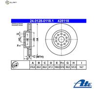 ATE Brake Disc 24.0128-0118.1 - Vented - For Alfa Romeo 166 - Pair