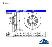 Brake disc ATE 24.0128-0144.1 for VOLVO S60 I (384) 2.4 2000-201