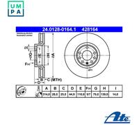 1X Brake disc ATE 24.0128-0164.1 for SAAB 9-3X (YS3) 2 2011-2015