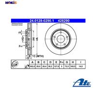 2x Brake disc Vented 24.0128-0290.1 ATE for FIAT CHRYSLER