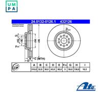 1X Brake disc ATE 24.0132-0126.1 for PEUGEOT 807 (EB_) 2.2 2006-201