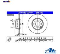 2x BRAKE DISC 24.0310-0349.1 FOR ALFA ROMEO 199B6/312A2.000 0.9L 2cyl MITO 1.2L