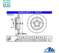 2x BRAKE DISC 24.0311-0171.1 FOR FORD FOCUS/III/Turnier M1DD/M1DA/M1DC 1.0L 4cyl