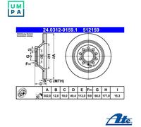 2x BRAKE DISC 24.0312-0159.1 FOR AUDI A6/S6 BPJ/BYK 2.0L CAHB/CAHA/BVG 2.0L A6