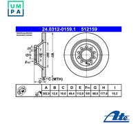 2x BRAKE DISC 24.0312-0159.1 FOR AUDI A6/S6 BPJ/BYK 2.0L CAHB/CAHA/BVG 2.0L A6