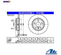 2x Brake disc solid 24.0312-0166.1 ATE for AUDI SEAT