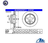 2x Brake disc Vented 24.0319-0107.1 ATE for BMW 3 Touring 3 3 Coupe 3 Compact