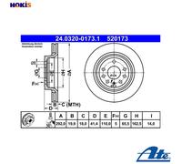 2x Brake disc Vented 24.0320-0173.1 ATE for SAAB FIAT OPEL