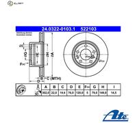 X2 PCS BRAKE DISC 24.0322-0103.1 ATE